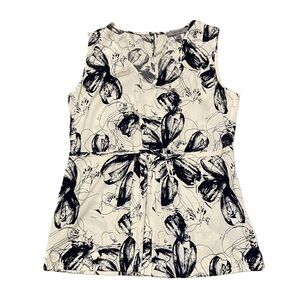 Classiques Entier Floral Silk Top in Navy and‎ Cream Size S